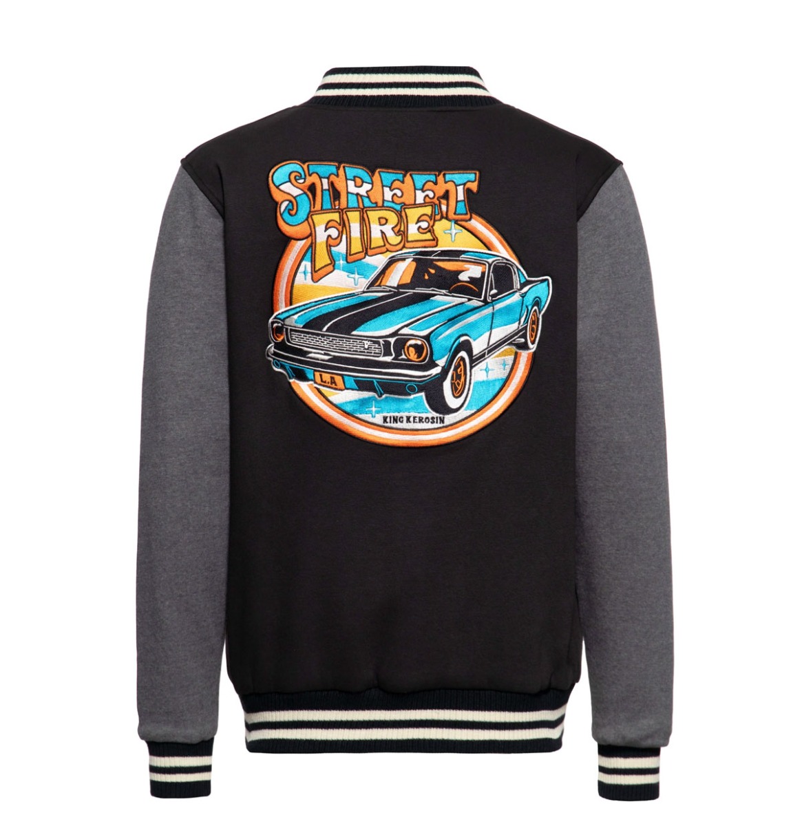 King Kerosin Street Fire College Jacket Black Grey -XL | Fiftiesstore
