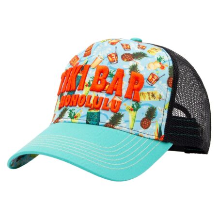 King Kerosin Tiki Bar Honolulu Trucker Pet Aqua & Zwart | King Kerosin
