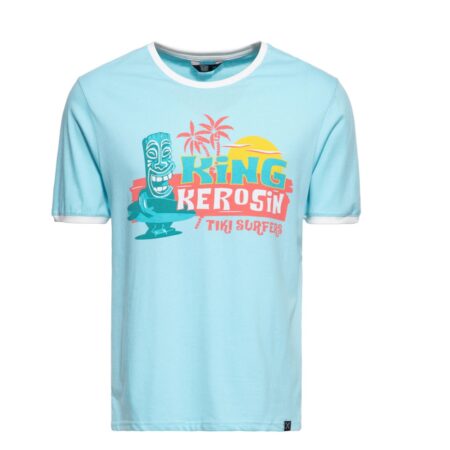 King Kerosin Tiki Surfers Contrast T-Shirt Sky Blue-XXXXXL | 20% korting | King Kerosin