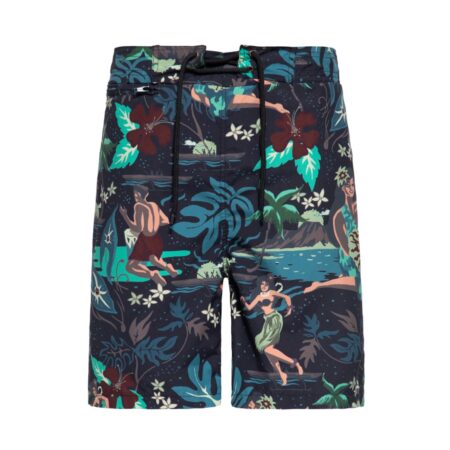 King Kerosin Tropical Hulla Hou Swim Shorts Black-XXXL | King Kerosin