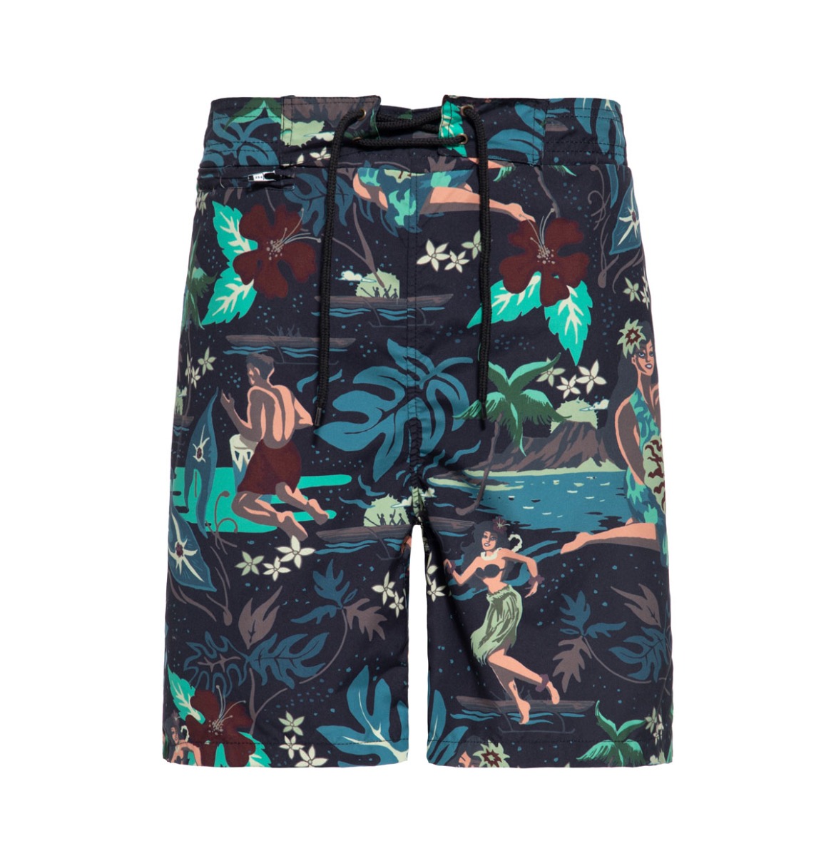 King Kerosin Tropical Hulla Hou Swim Shorts Black-XXXL | King Kerosin