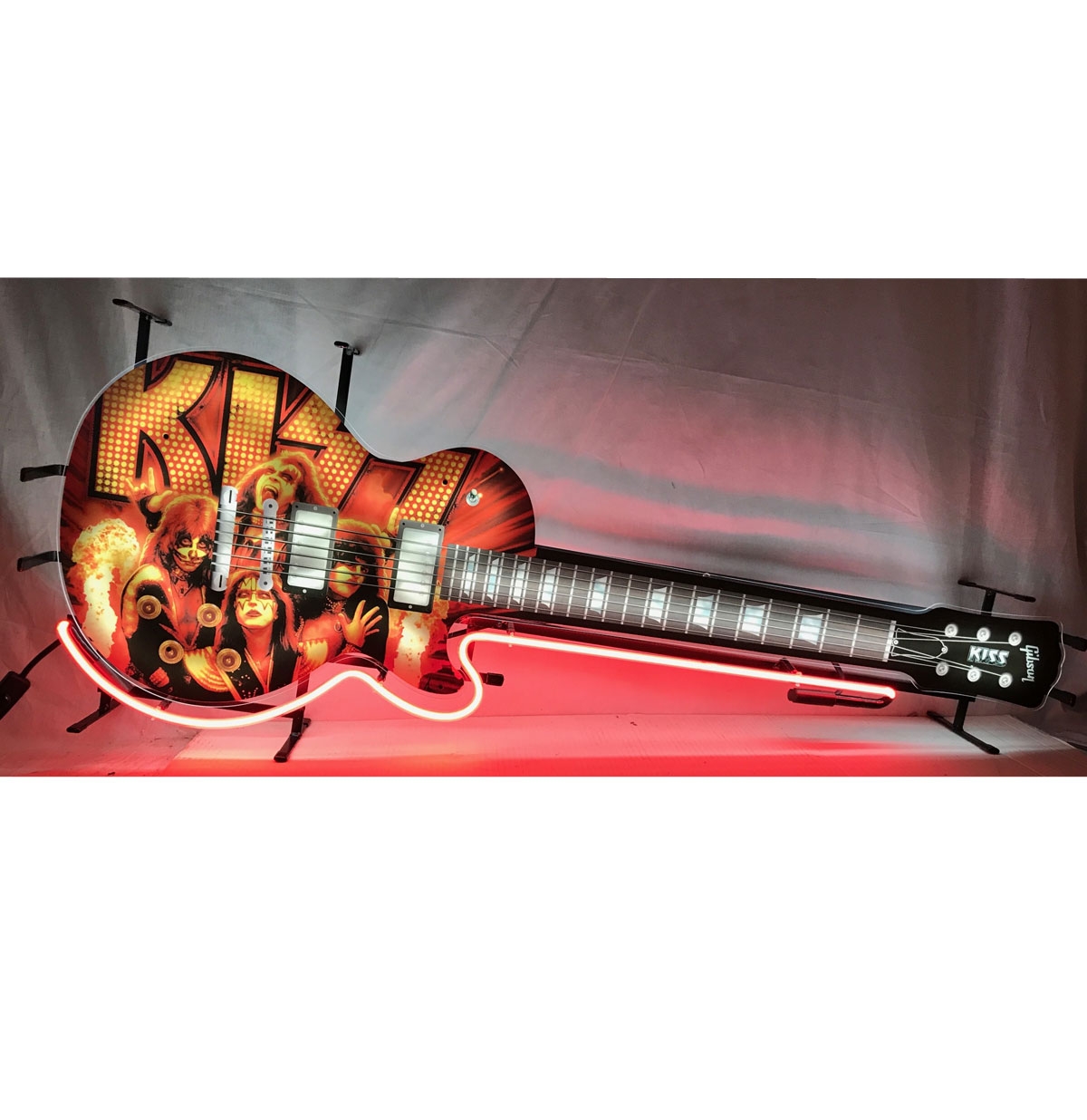 Kiss Gibson Gitaar Neon Verlichting 117 x 45 cm - Rood