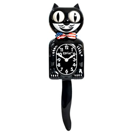 Kit-Cat Klock Klassiek Zwart Met Ster & Strepen Amerikaanse Vlag | Kit-Cat Klock