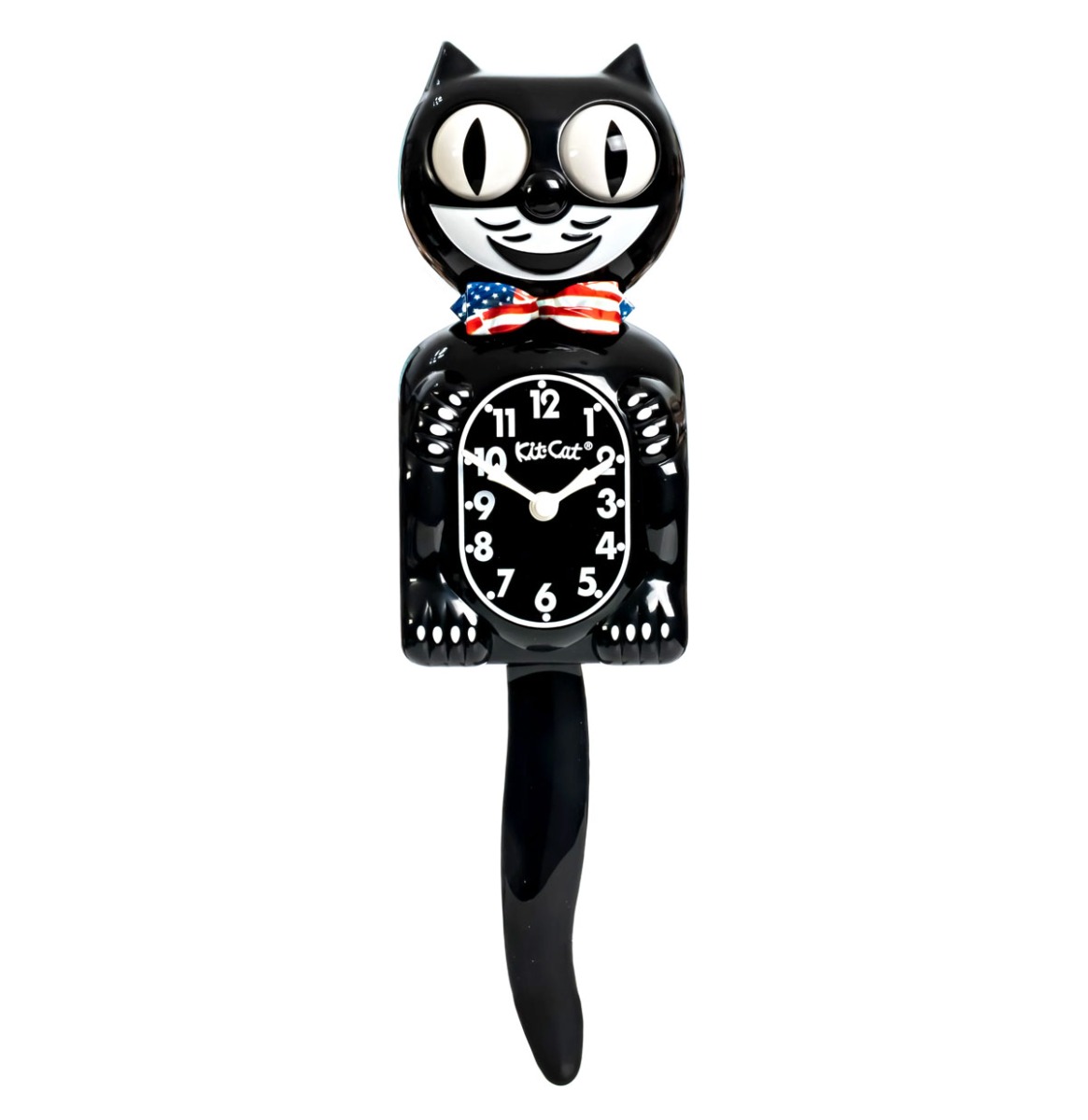 Kit-Cat Klock Klassiek Zwart Met Ster & Strepen Amerikaanse Vlag | Kit-Cat Klock