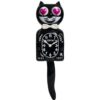 Kit-Cat Klock Zwart met Magenta Hartjesogen | Retro Wandklok | Kit-Cat Klock