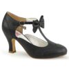 Pinup Couture Kitten Heel T-Strap Bow Pumps Black-40 | Pinup Couture