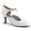 Kitten Heel T-Strap Pump White-40 (EU) / 10 (US) | Pinup Couture