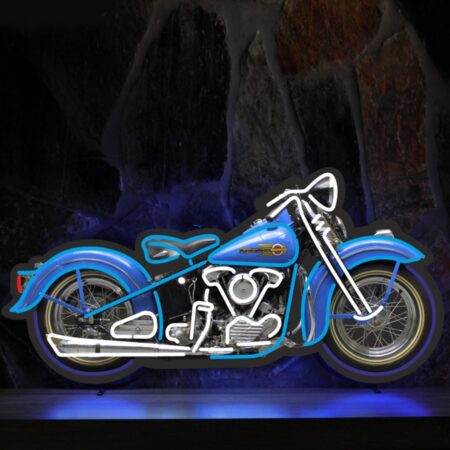 Klassieke Motorfiets Neon Verlichting 104 x 54 cm - Blauw