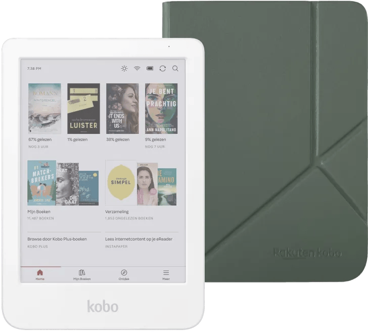 Kobo Clara Colour Wit + Sleep Cover Groen