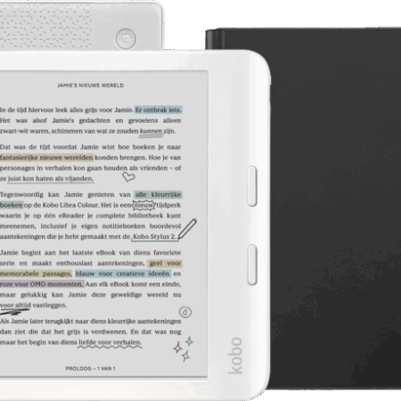 Kobo Libra Colour Wit + Notebook Sleep Cover Zwart