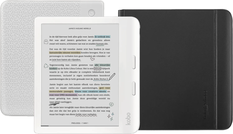 Kobo Libra Colour Wit + Notebook Sleep Cover Zwart