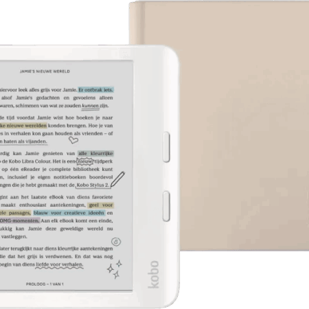 Kobo Libra Colour Wit + Sleep Cover Beige