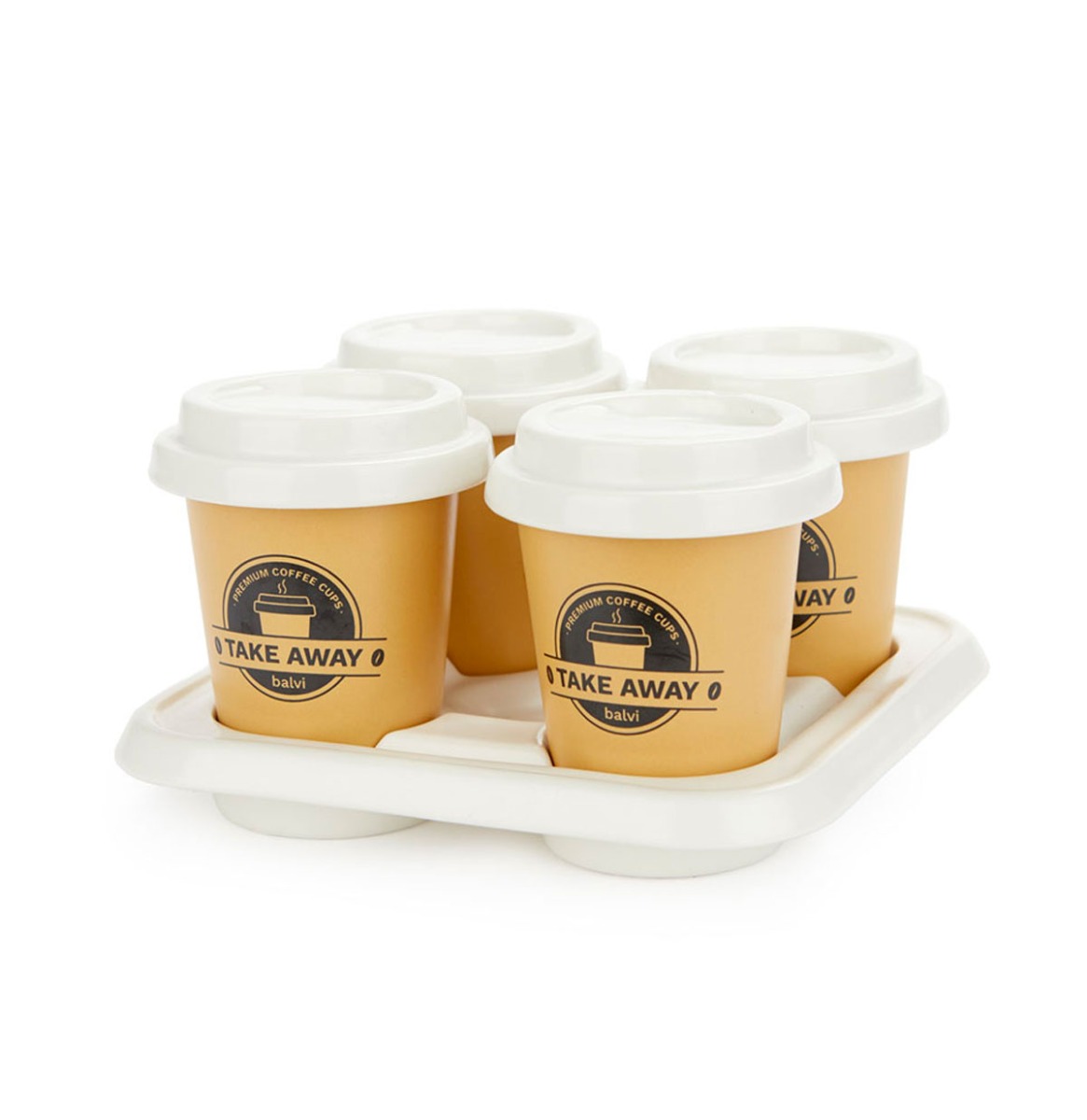 Koffiekopjes Takeaway Porselein - Set van 4 | 24% korting | Fiftiesstore