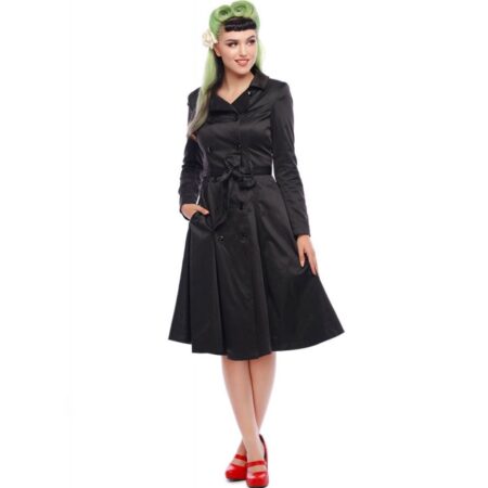 Korrina Swing Trench Coat Black-XS | 50% korting | Collectif