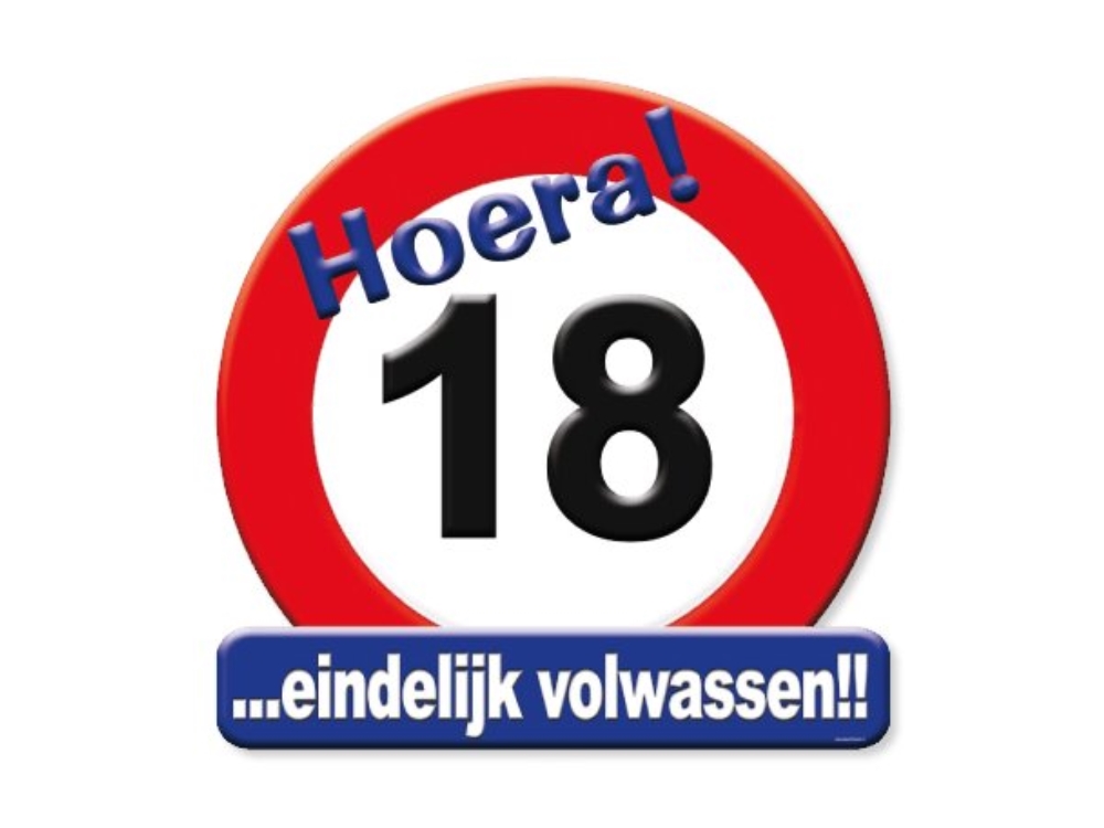 Kroonschild verkeersbord-18 jaar | Paperdreams
