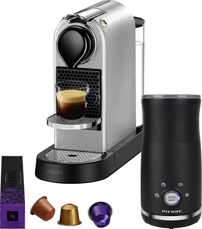 Krups Nespresso Citiz XN741B Zilver + Pierre Melkopschuimer