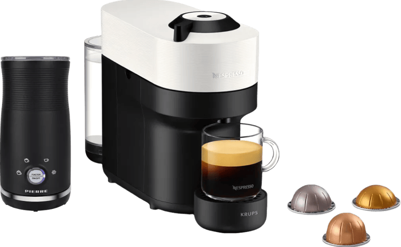 Krups Nespresso Vertuo Pop XN9201 Coconut White + Pierre Melkopschuimer