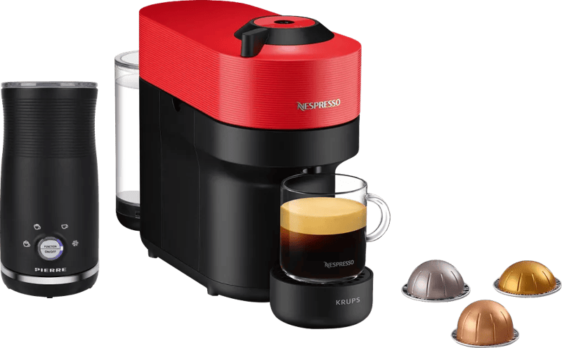 Krups Nespresso Vertuo Pop XN9205 Spicy Red + Pierre Melkopschuimer