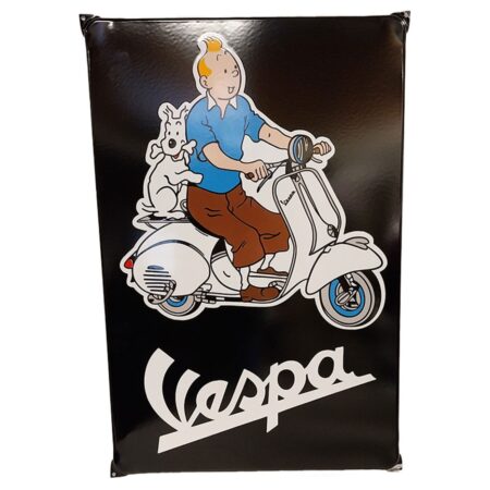 Kuifje op een Vespa Emaille Bord - 60 x 40cm | Vespa