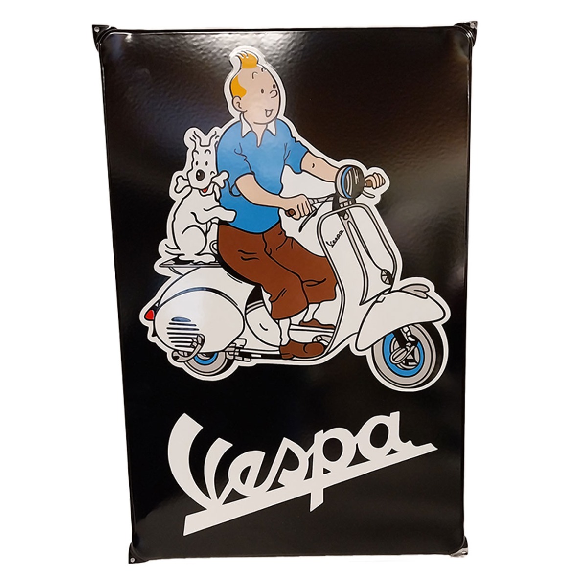 Kuifje op een Vespa Emaille Bord - 60 x 40cm | Vespa
