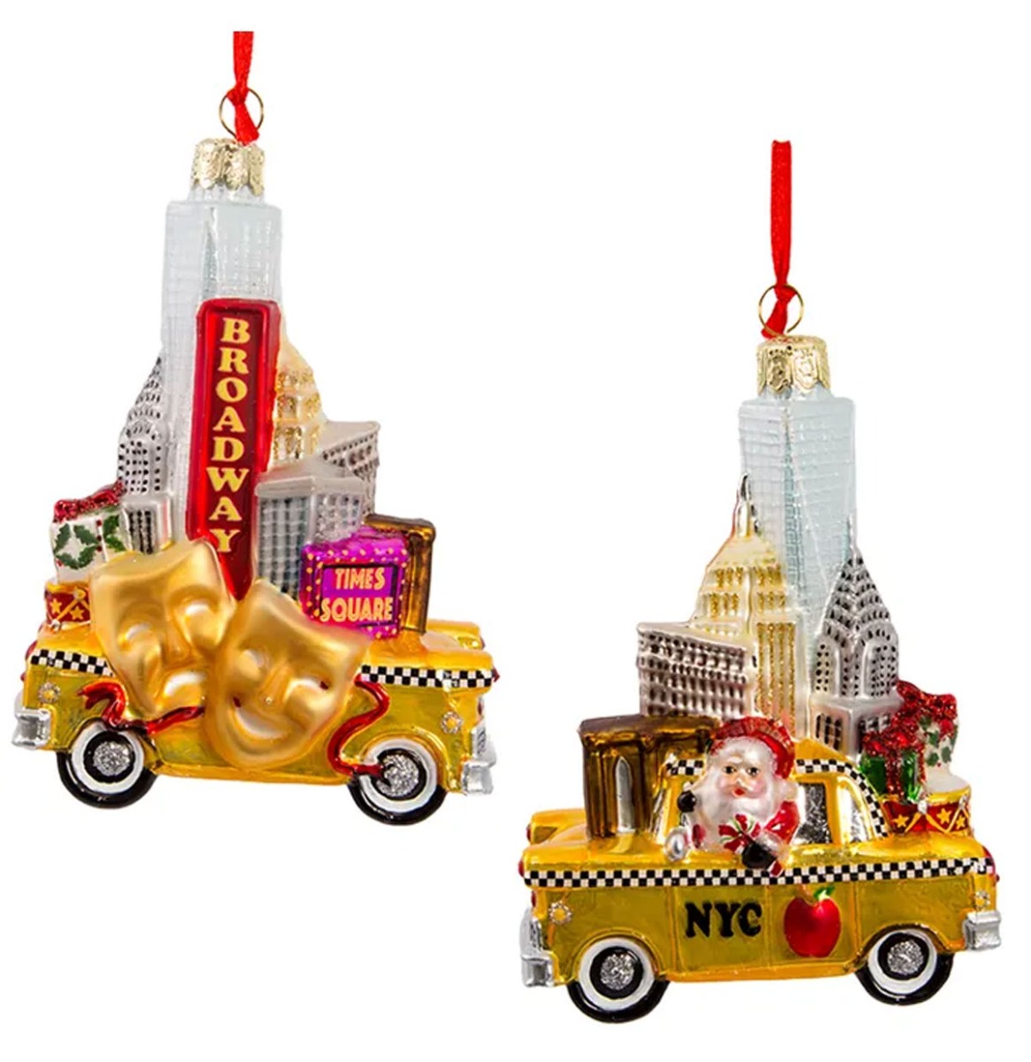Kurt S. Adler NYC Santa In Taxi Glazen Kersthanger | 20% korting | Kurt S. Adler