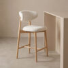 LABEL51 Barkruk Kyoto Superb-stof en essenhout - Naturel (zithoogte 64cm) | LABEL51
