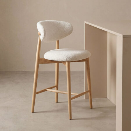 LABEL51 Barkruk Kyoto Superb-stof en essenhout - Naturel (zithoogte 64cm) | LABEL51