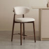 LABEL51 Barkruk Kyoto Superb-stof en walnoot essenhout - Naturel (zithoogte 64cm) | LABEL51