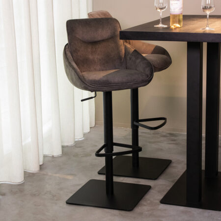 LABEL51 Draaibare Barkruk Beauty - Antraciet (zithoogte 56-82cm) | LABEL51