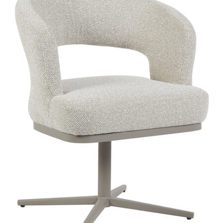 LABEL51 Draaibare Eetkamerstoel Monaco Bouclé - Naturel/Taupe | LABEL51