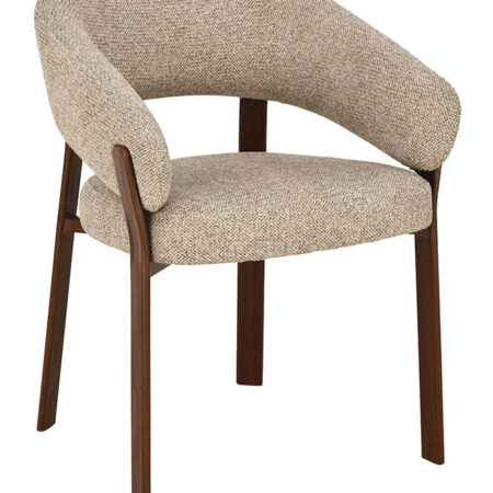 LABEL51 Eetkamerstoel Sato Presige stof en walnoot - Beige | LABEL51