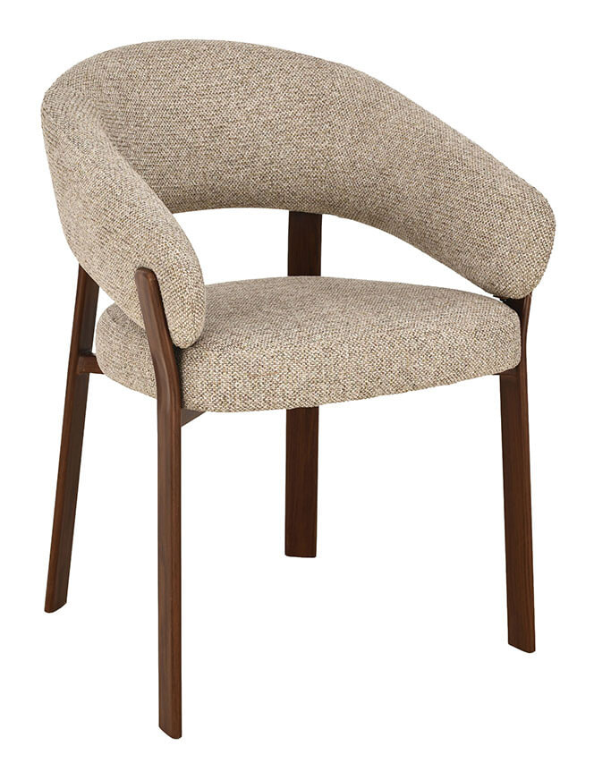 LABEL51 Eetkamerstoel Sato Presige stof en walnoot - Beige | LABEL51