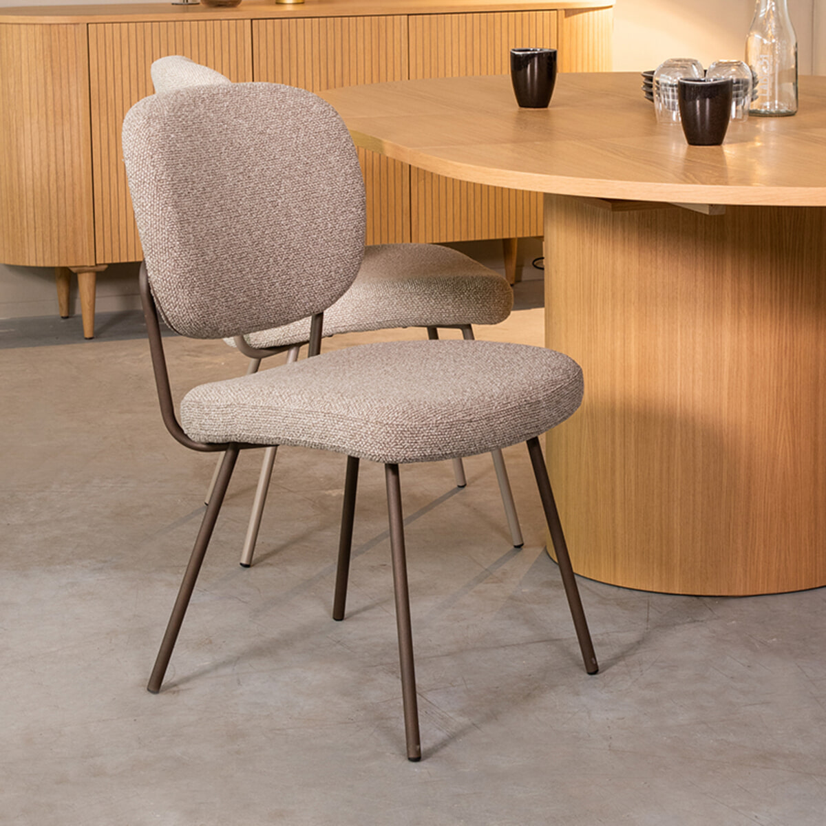 LABEL51 Eetkamerstoel 'Singapore' Bouclé