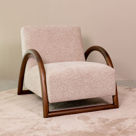 LABEL51 Fauteuil Viggo Superb-stof en walnoot - Beige | LABEL51