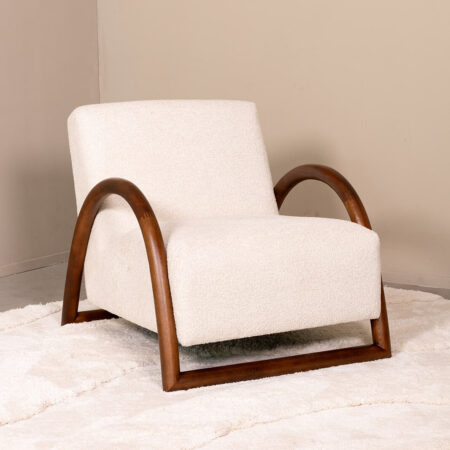 LABEL51 Fauteuil Viggo Superb-stof en walnoot - Naturel | LABEL51