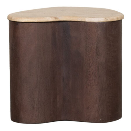 LABEL51 Organische Bijzettafel Davi Travertin en hout