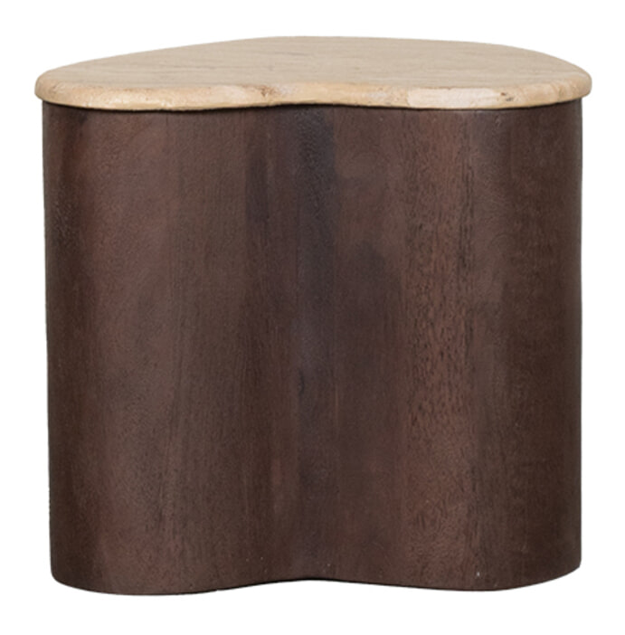 LABEL51 Organische Bijzettafel Davi Travertin en hout