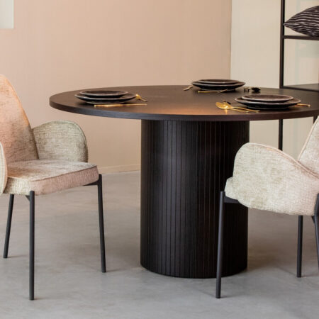 LABEL51 Ronde Eettafel 'Oliva' Zwart Eiken