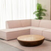 LABEL51 Ronde Salontafel 'Bowl' Travertin en hout