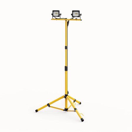 LED Bouwlamp op statief - 6500K - 2x20W - 2000lm - Incl. 3m kabel met stekker - Verstel- en kantelbaar - IP65 - 25.000 branduren - 2 jaar garantie | HOFTRONIC