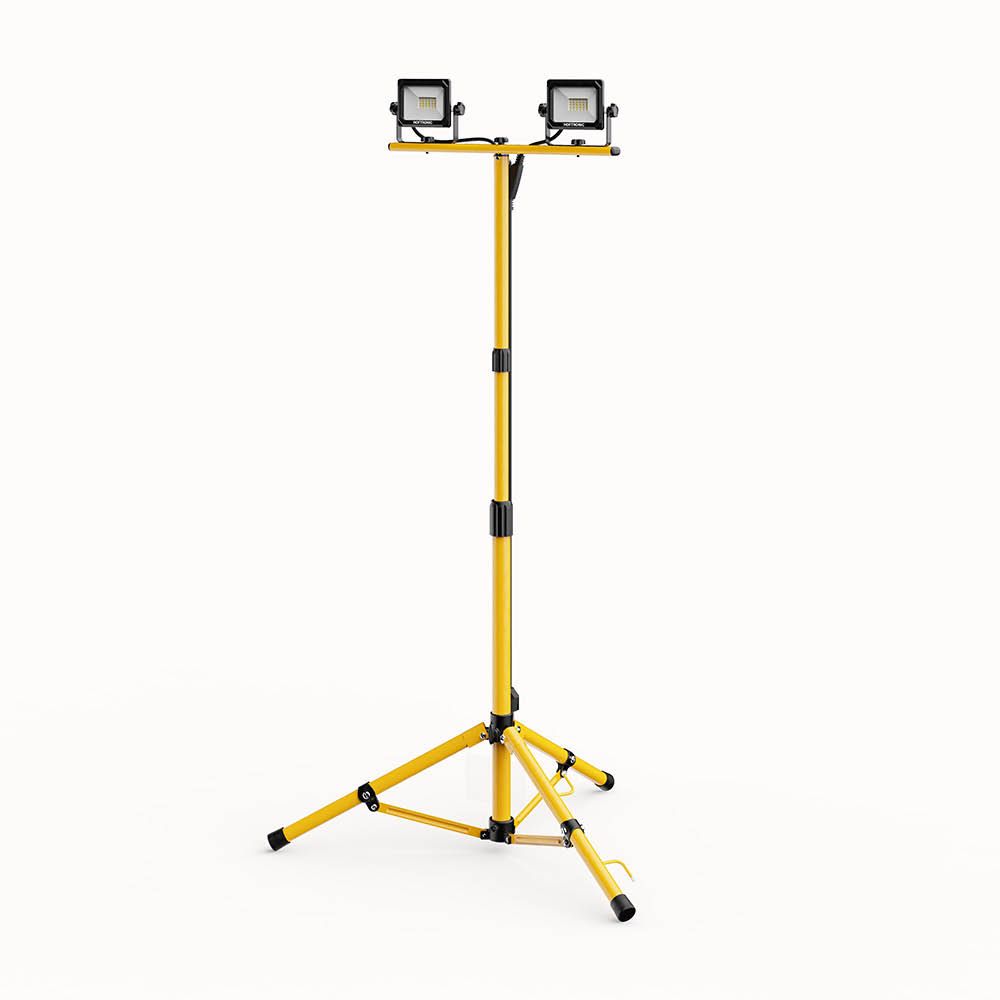 LED Bouwlamp op statief - 6500K - 2x20W - 2000lm - Incl. 3m kabel met stekker - Verstel- en kantelbaar - IP65 - 25.000 branduren - 2 jaar garantie | HOFTRONIC