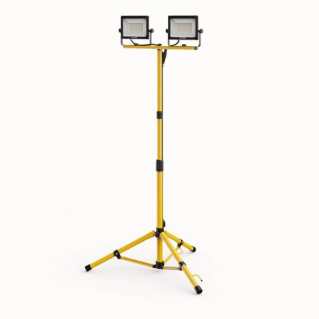 LED Bouwlamp op statief - 6500K - 2x50W - 5000lm - Incl. 3m kabel met stekker - Verstel- en kantelbaar - IP65 - 25.000 branduren - 2 jaar garantie | HOFTRONIC
