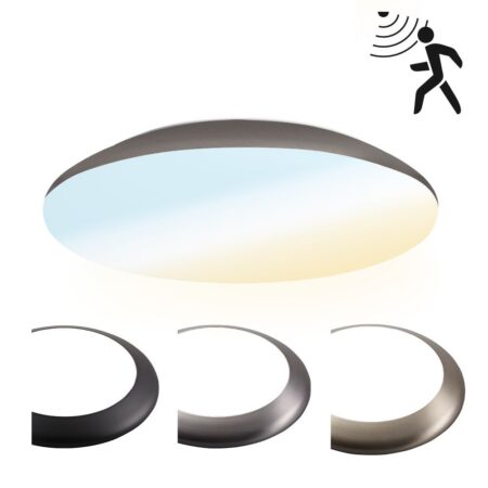 LED Bulkhead - Bewegingssensor - Ø30 cm - 18 watt - 2100 Lumen - 3 Lichtkleuren - CCT Switch - IP65 Waterdicht - IK10 - RVS - Plafondlamp | HOFTRONIC