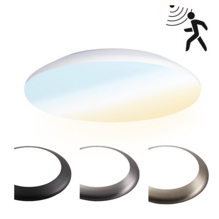 LED Bulkhead - Bewegingssensor - Ø30 cm - 18 watt - 2100 Lumen - 3 Lichtkleuren - CCT Switch - IP65 Waterdicht - IK10 - Wit - Plafondlamp | HOFTRONIC