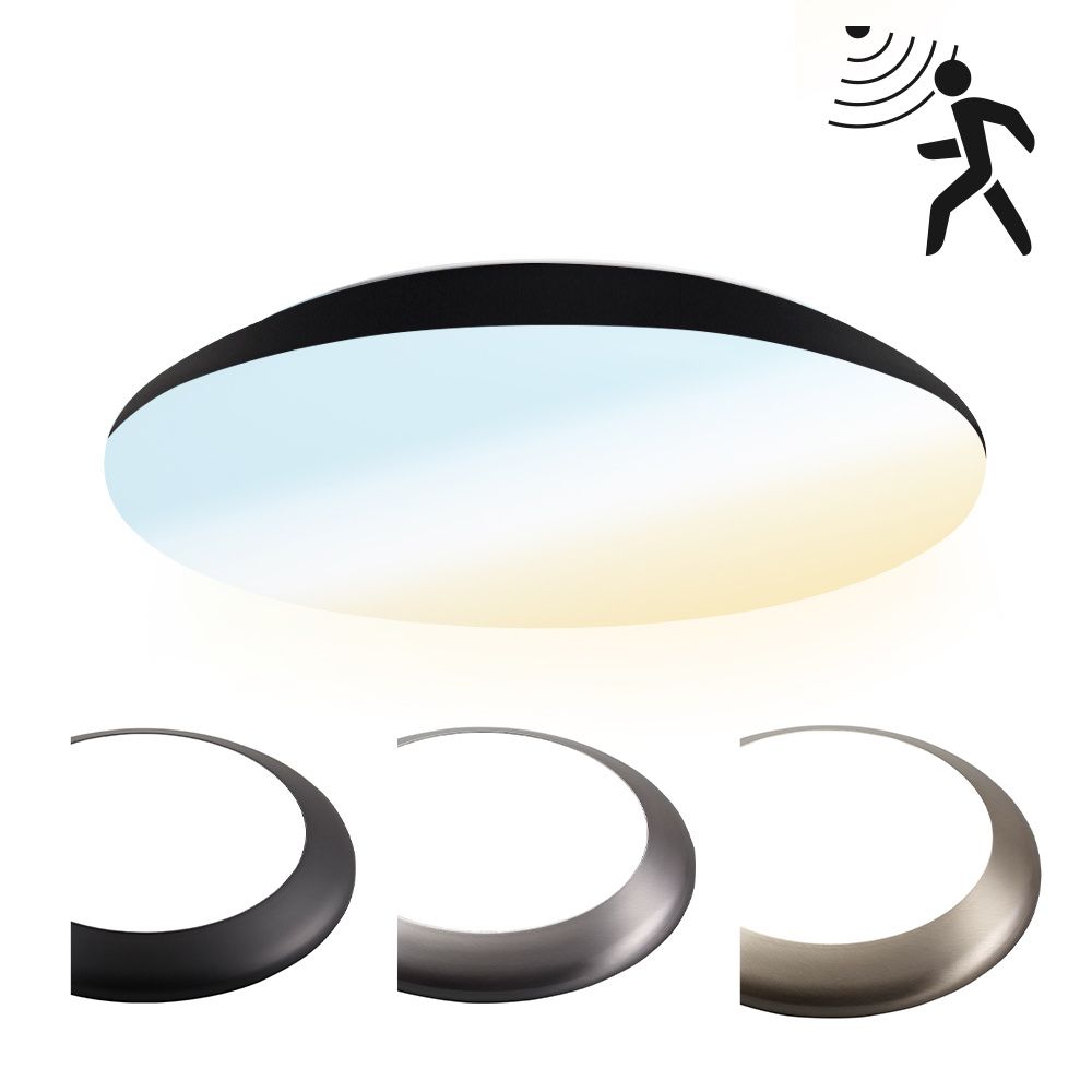 LED Bulkhead - Bewegingssensor - Ø30 cm - 18 watt - 2100 Lumen - 3 Lichtkleuren - CCT Switch - IP65 Waterdicht - IK10 - Zwart - Plafondlamp | HOFTRONIC
