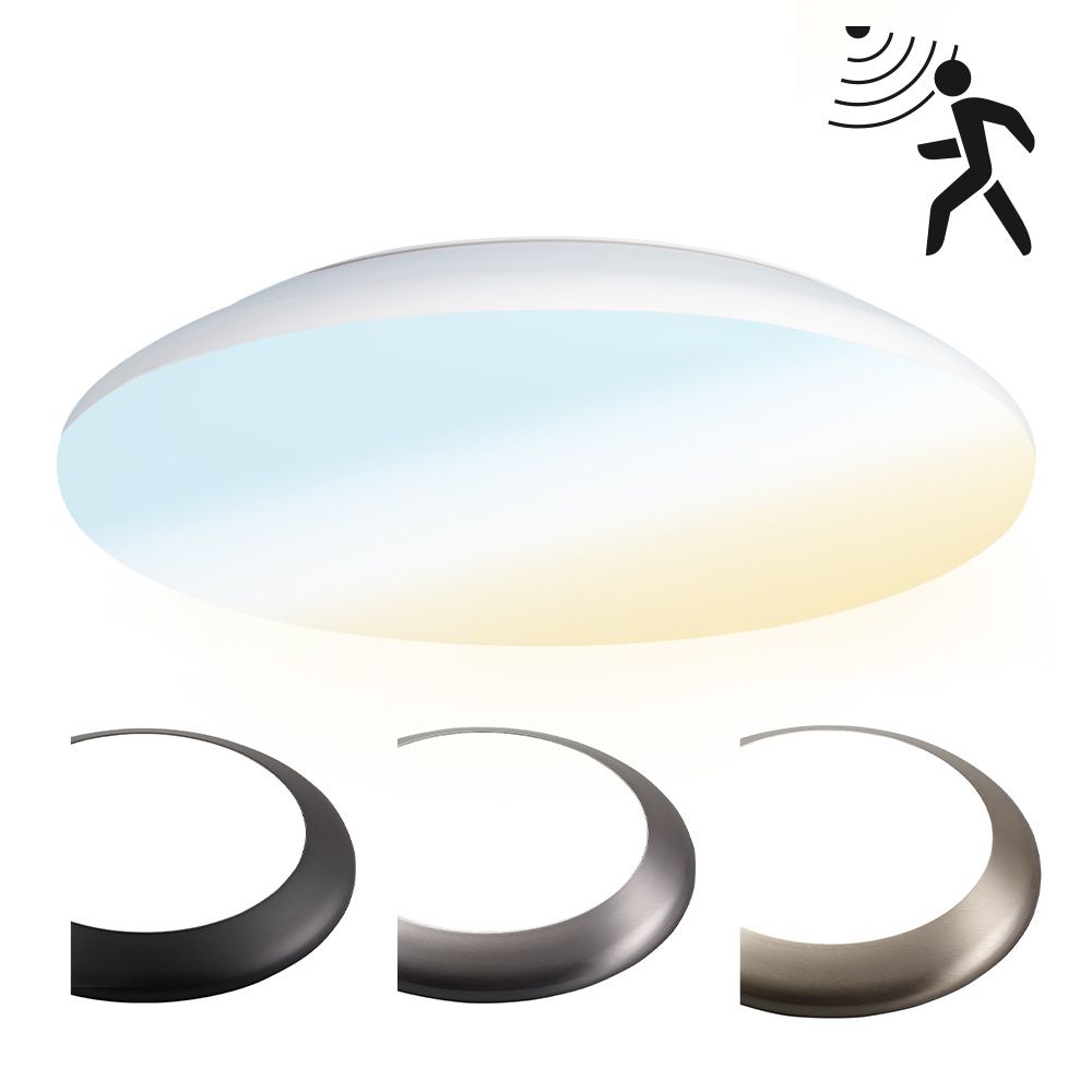 LED Bulkhead - Bewegingssensor - Ø38 cm - 25 watt - 2600 Lumen - 3 Lichtkleuren - CCT Switch - IP65 Waterdicht - IK10 - Wit - Plafondlamp | HOFTRONIC