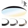 LED Bulkhead - Bewegingssensor - Ø38 cm - 25 watt - 2600 Lumen - 3 Lichtkleuren - CCT Switch - IP65 Waterdicht - IK10 - Zwart - Plafondlamp | HOFTRONIC