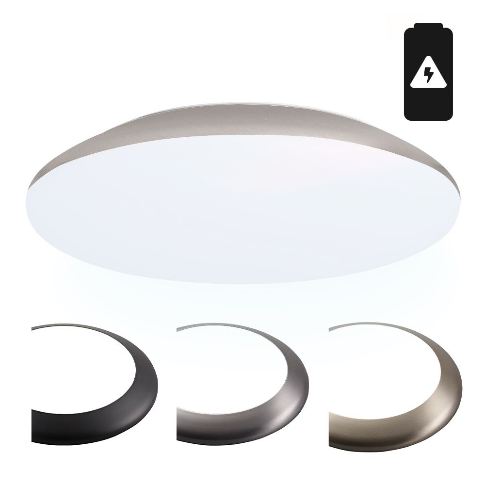 LED Bulkhead - Diameter 30cm - 18 Watt 2100 lumen - 6500K daglicht wit - IP65 waterdicht - Vandalismeproof - Met noodaccu - Voor binnen en buiten - Chroom | HOFTRONIC