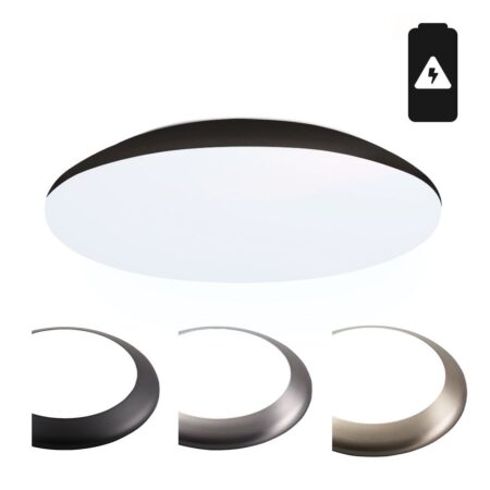 LED Bulkhead - Diameter 30cm - 18W 2100lm - 6500K daglicht wit - IP65 waterdicht - Vandalismeproof - Met noodaccu - Voor binnen en buiten - Zwart | HOFTRONIC