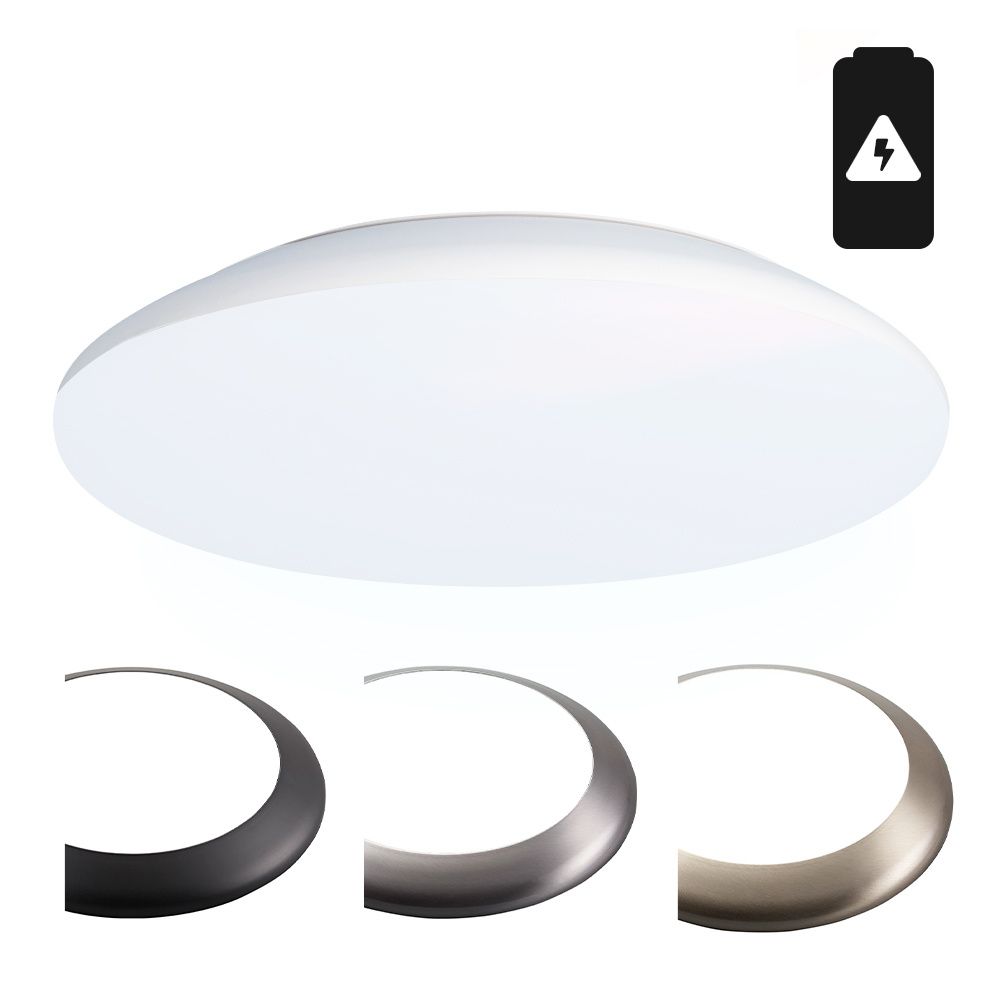 LED Bulkhead - Diameter 38cm - 25 Watt 2600 lumen - 6500K daglicht wit - IP65 waterdicht - Vandalismeproof - Met noodaccu - Voor binnen en buiten - Wit | HOFTRONIC